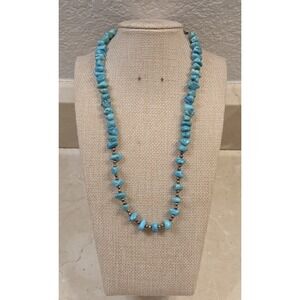 Vintage Sterling Silver & Chunky Turquoise Adjustable Necklace 16-21.5'